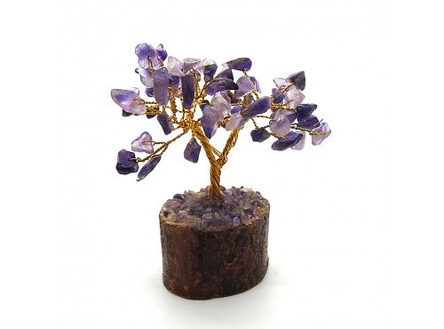 Amethyst Gem Tree on Wooden Base 60 Beads