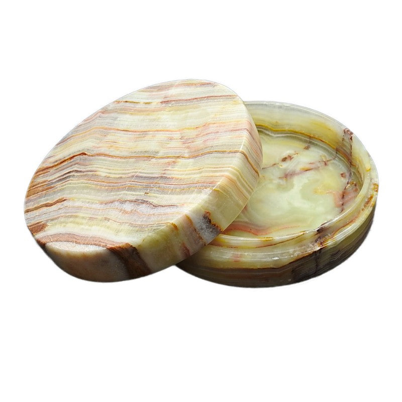 Onyx Natural Marble Round Trinket Box 11cm