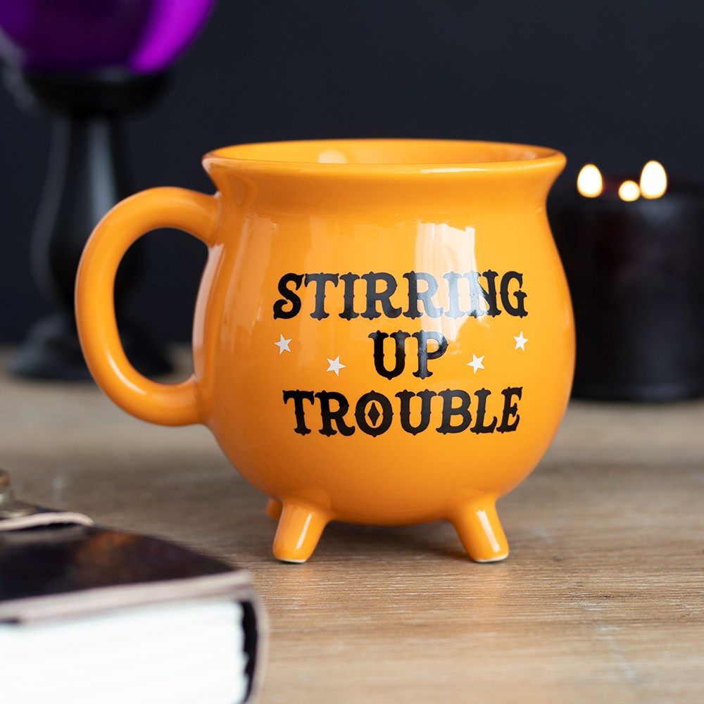 Stirring Up Trouble Ceramic Orange Cauldron Mug