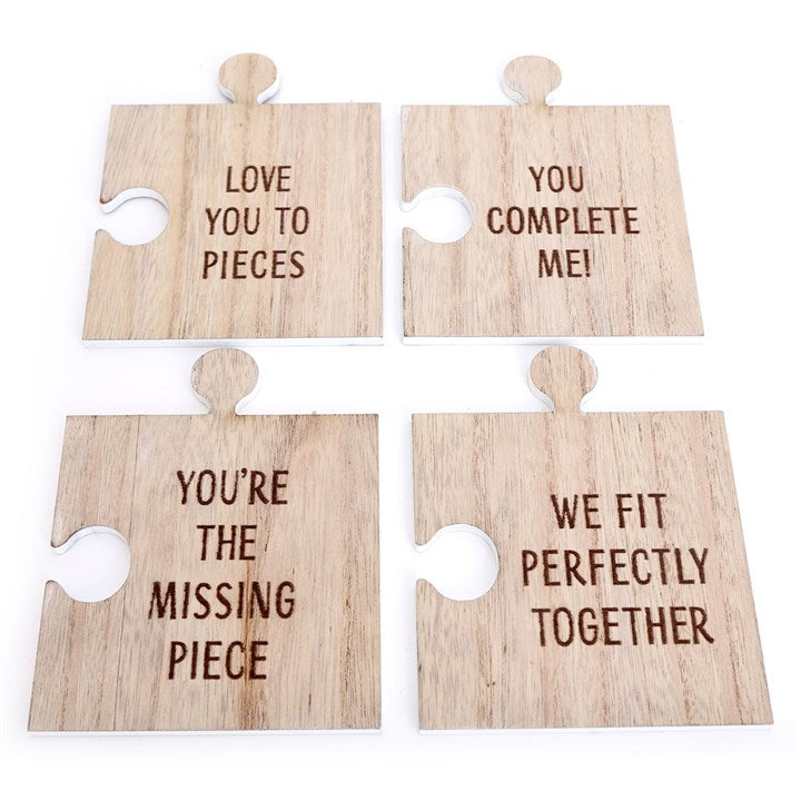 Puzzle Piece Coaster Set - &quot;Love You To Pieces&quot;