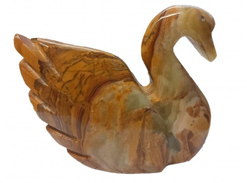 Light Green Onyx Hand Carved Green Marble Swan 4&quot;