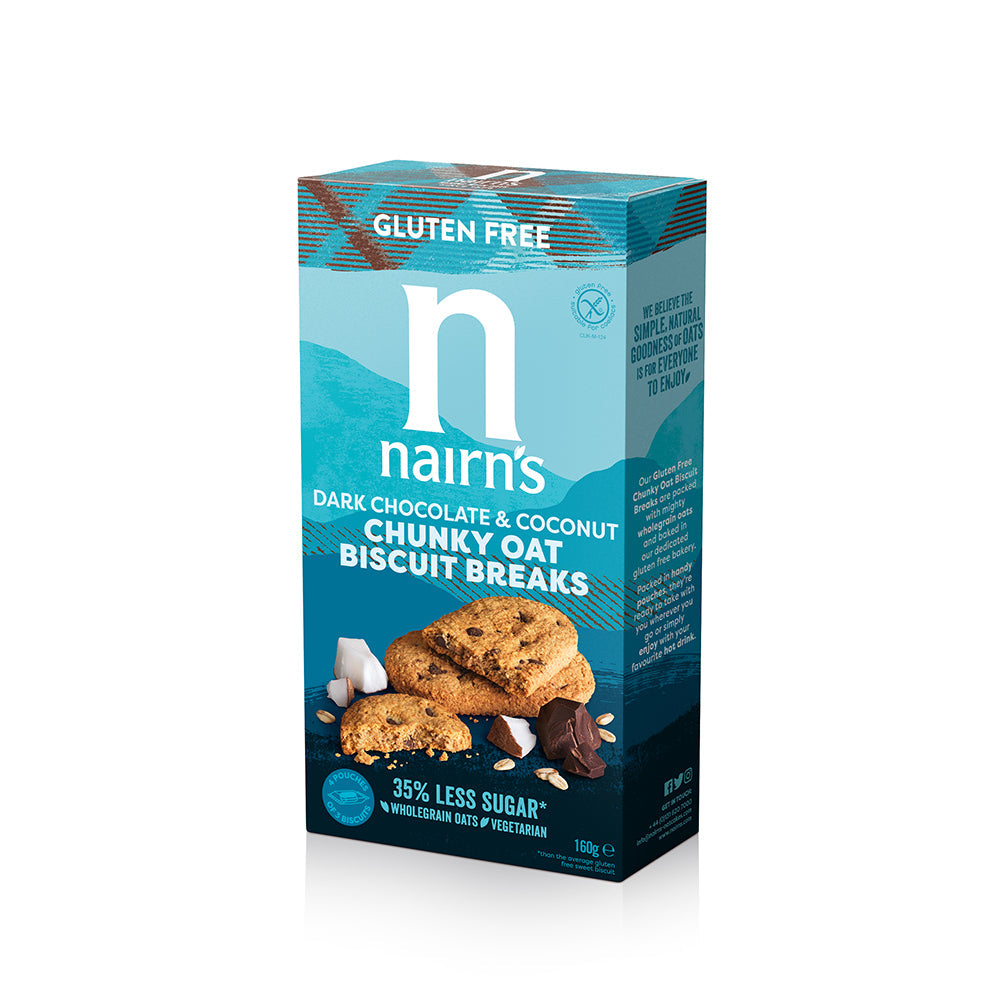 Nairns Biscuits Dark Chocolate & Coconut Chunky Oat G/F 160g