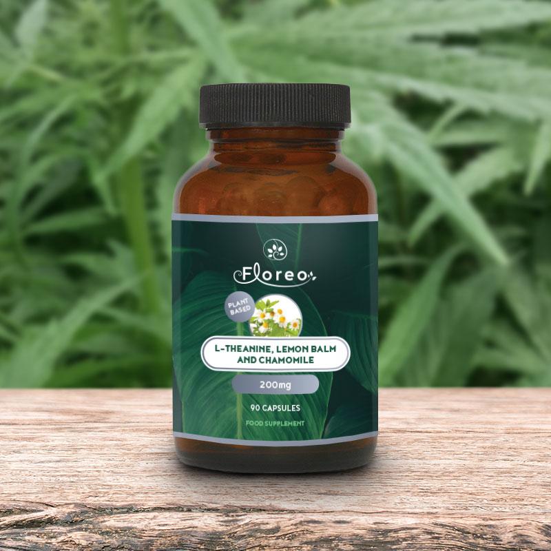 Floreo Vitamin L-Theanine, Lemon Balm &amp; Chamomile  (90 Caps)