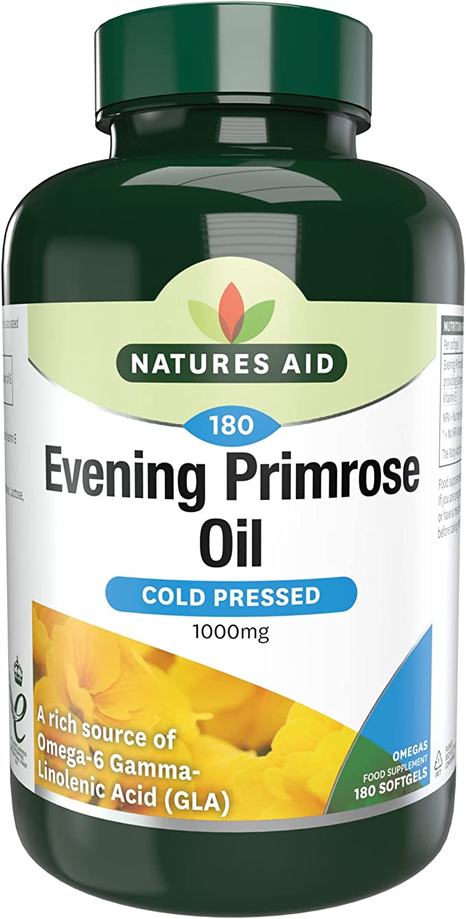Natures Aid Cold Pressed Evening Primrose Oil 1000mg (180 Softgel Caps)
