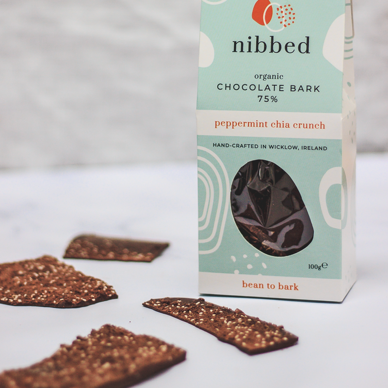 Nibbed Organic Chocolate Bark 75% (Peppermint Chia Crunch) 100g
