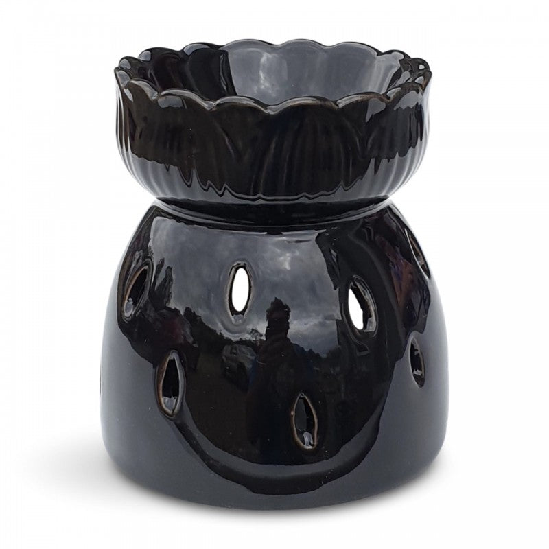 Ceramic Oil Burner - Petal Top Black