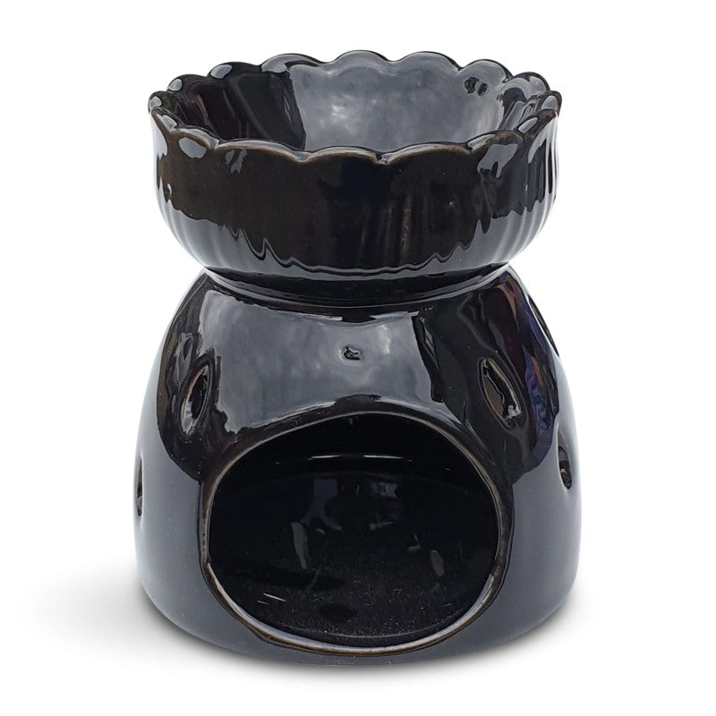 Ceramic Oil Burner - Petal Top Black