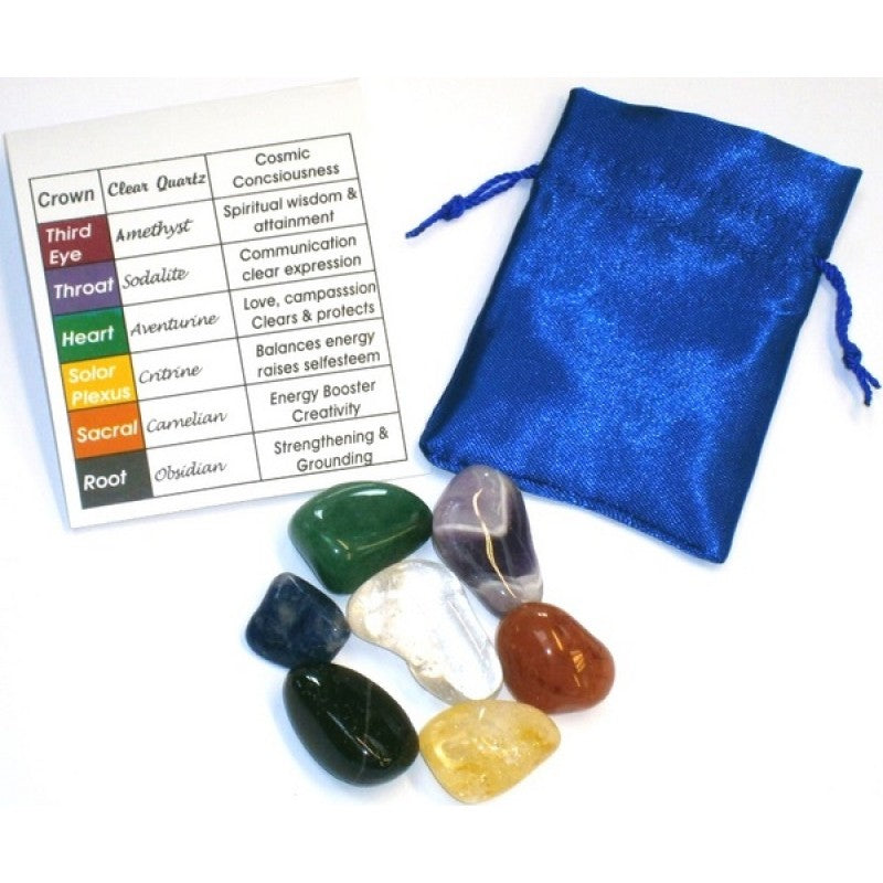 Chakra 7 Stones, Bag &amp; Chart