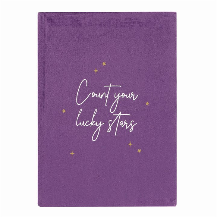 Velvet Notebook A5 Star Sign - Purple Velvet &quot;Count Your Lucky Stars&quot;