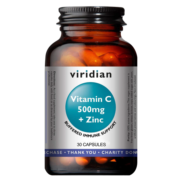 Viridian Vitamin C 500mg &amp; Zinc - 30 Veg Caps
