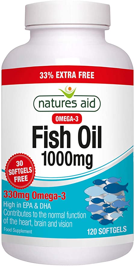 Natures Aid Omega 3 Fish Oil Softgel 1000mg (120 Caps) Extra Fill