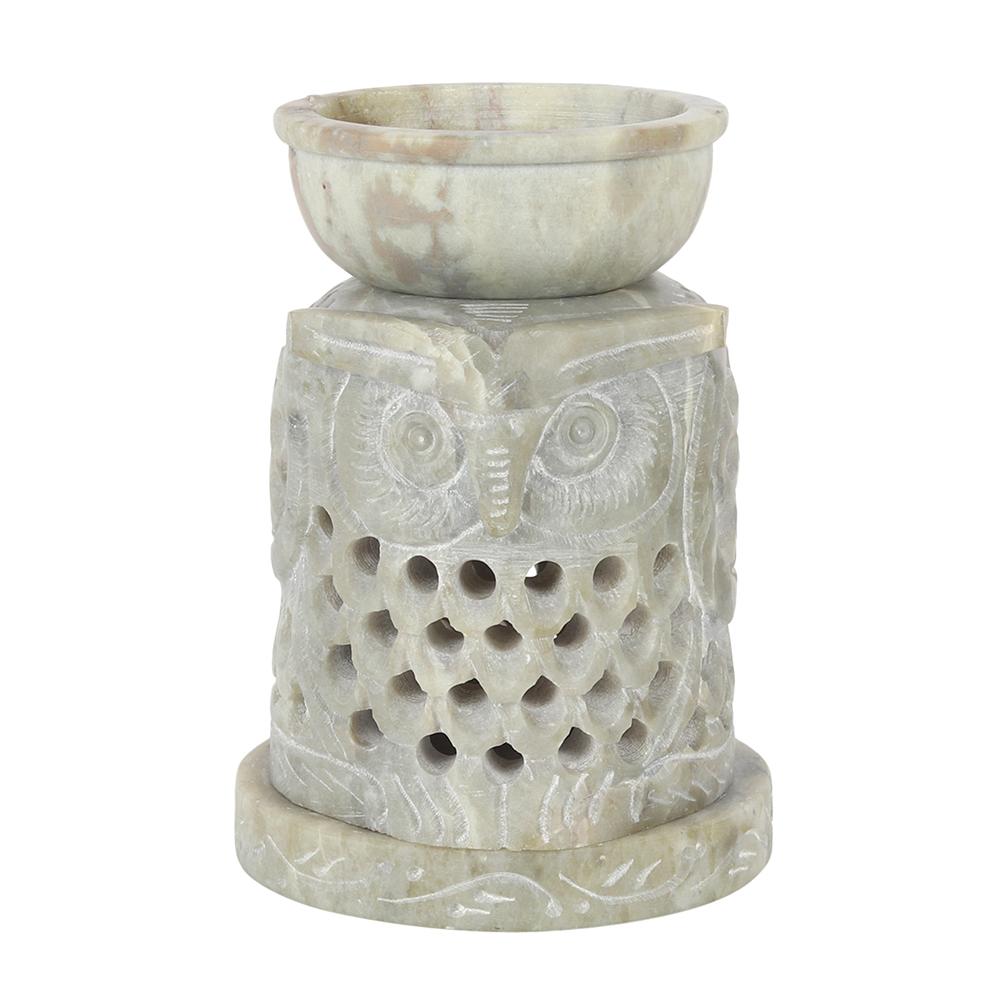 Soapstone Carved Owl Oil Burner