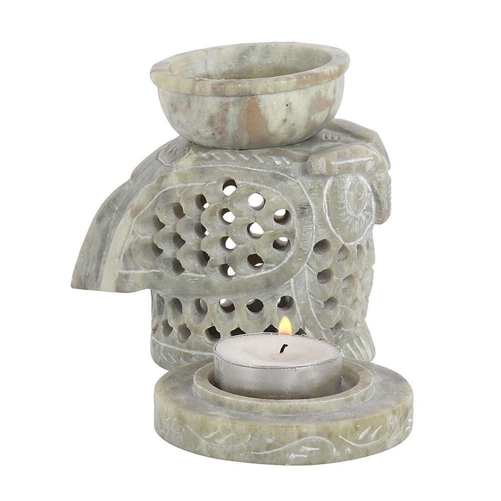 Soapstone Carved Owl Oil Burner