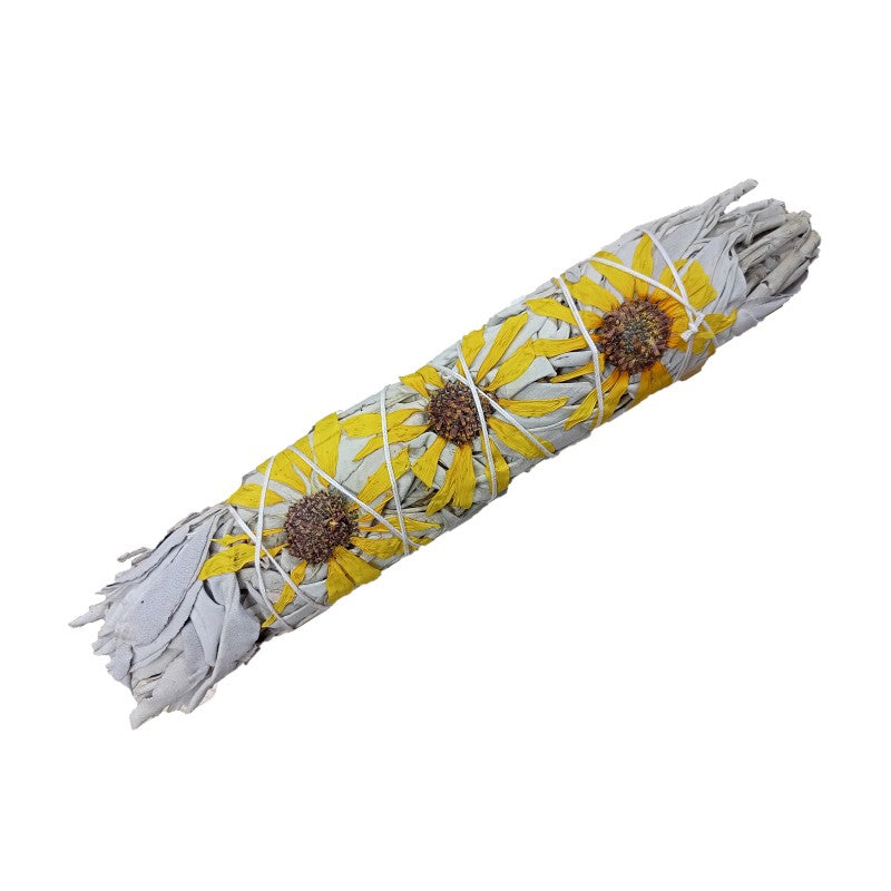 White Sage &amp; Sunflower Smudge Stick