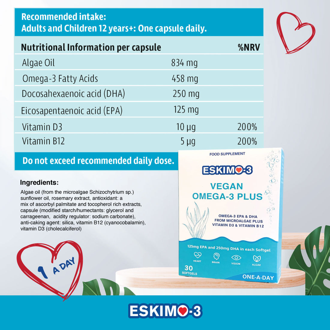 Eskimo3 Vegan Omega 3 Plus (30 Softgels)